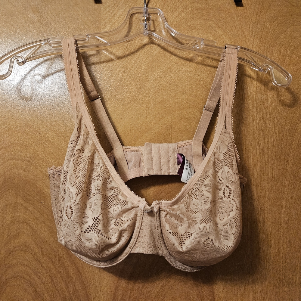 Adore Me Floral Lace Bra in Beige